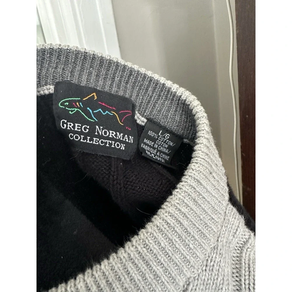 Vintage 90's Greg Norman Black & Silver Sweater Men's Large Excellent Condition - Picture 9 of 12